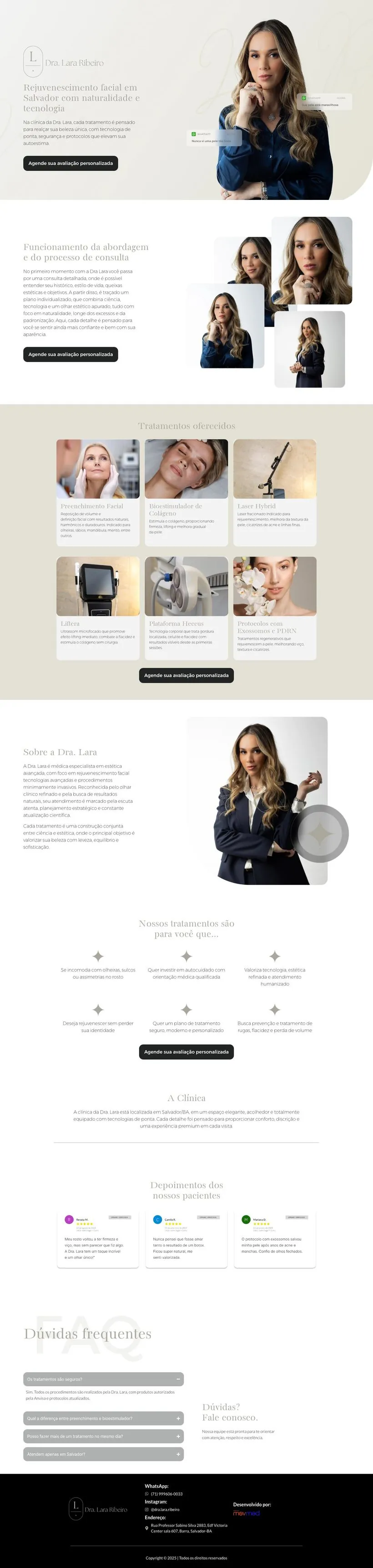 Landing page de medicina estética: rejuvenescimento facial